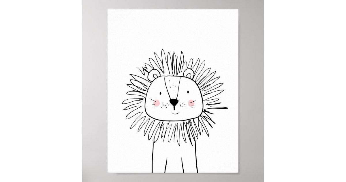 Lion Nursery Print Black and white modern zoo Zazzle