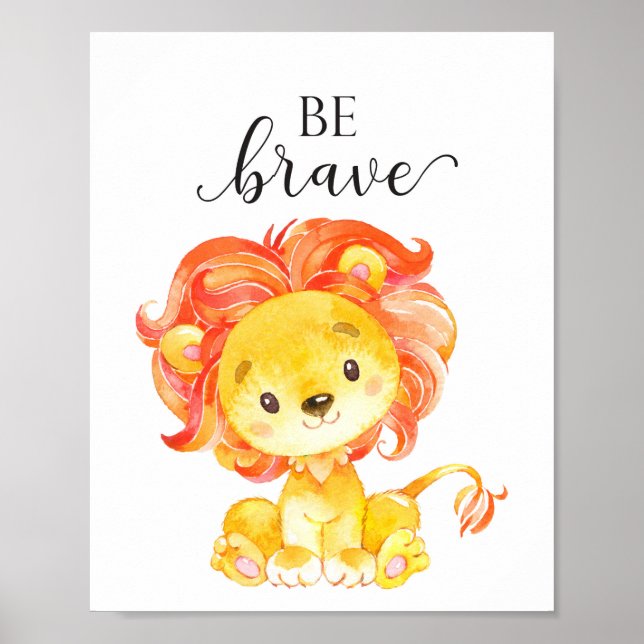 Lion Nursery Wall Art Decor Be Brave Baby Gift (Front)