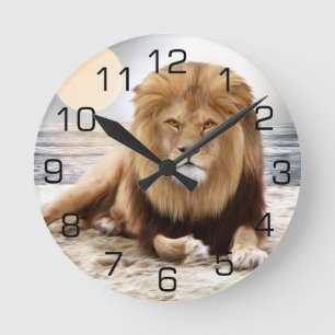 Lion Ocean Photo Paint Round Clock