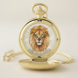 Lion of Judah Biblical Watercolor Pocket Watch