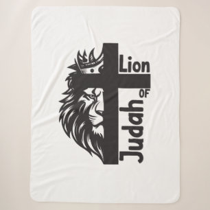 Lion of Judah Bold Half Lion Half Cross Christian Sherpa Blanket