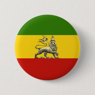 Lion of Judah Button Rastafarian Reggae Colours