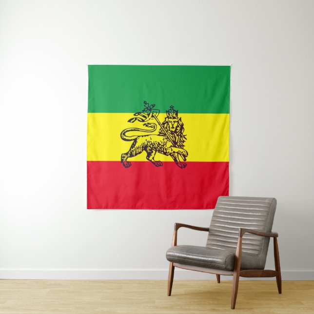 Lion of Judah Ethiopian Flag Tapestry (In Situ)