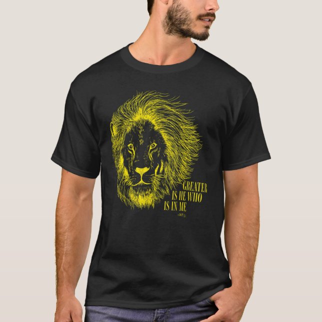 Lion Of Judah Greater Is He Christian  For Men Bib T-Shirt (Front)