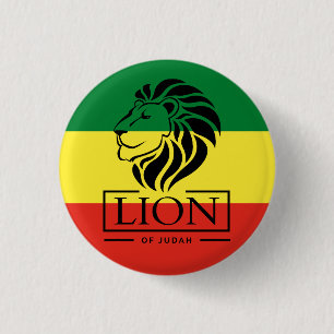 Lion of Judah - Haile Selassie - Rastafari Button