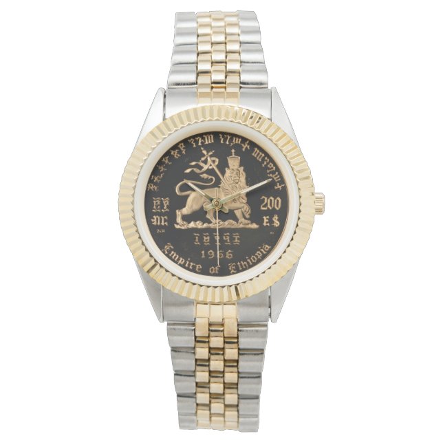 Lion of Judah Haile Selassie Rastafari Gold Watch  (Front)