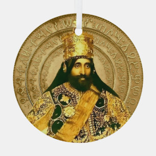 Lion of Judah Jah Army Haile Selassie Rasta Xmas Glass Tree Decoration