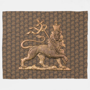 Lion of Judah Jah Army INI Haile Selassie Rasta Fleece Blanket