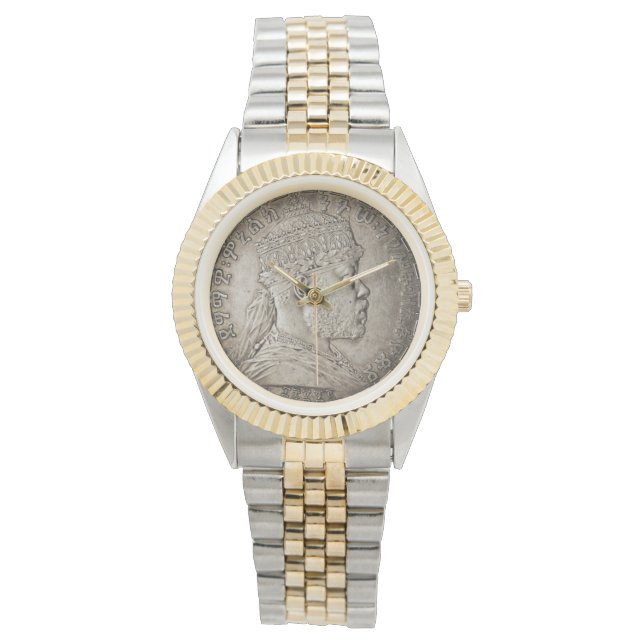 Lion of Judah Jah Army Menelik II Rasta Roots Watch (Front)