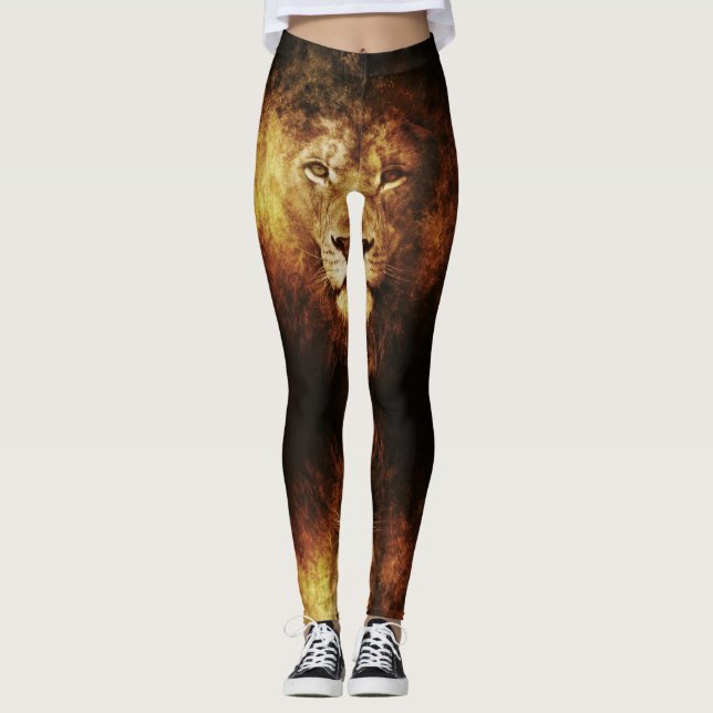 Lion of Judah - Jah Rastafari Power Yoga Leggings (Front)