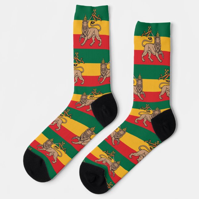 Lion of Judah Jah Rastafari Rasta Reggae Socks (Left)