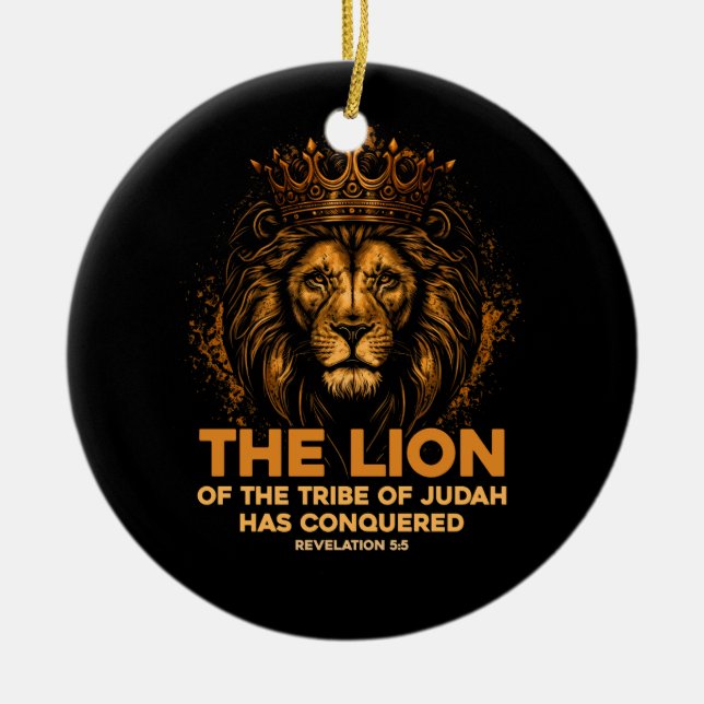 Lion Of Judah Jesus Bible Verse Christian Revelati Ceramic Tree Decoration (Front)