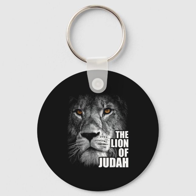 Lion Of Judah Jesus Christian Faith Over Fear  Key Ring (Front)