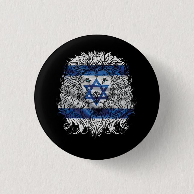 Lion Of Judah Jewish Pride Israel Flag Jerusalem H 3 Cm Round Badge (Front)