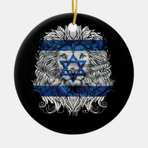 Lion Of Judah Jewish Pride Israel Flag Jerusalem H Ceramic Tree Decoration