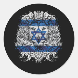 Lion Of Judah Jewish Pride Israel Flag Jerusalem H Classic Round Sticker