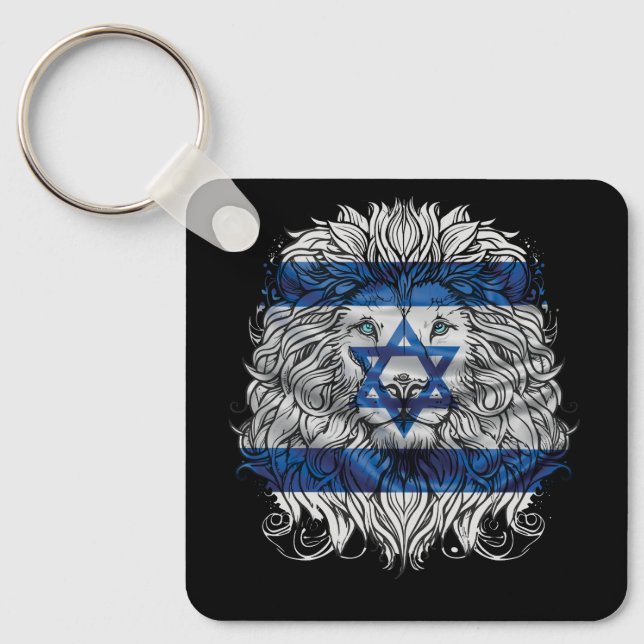 Lion Of Judah Jewish Pride Israel Flag Jerusalem H Key Ring (Front)