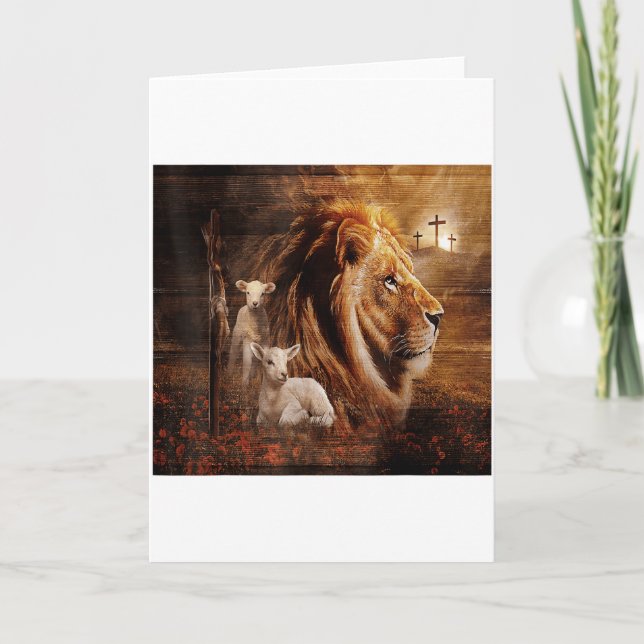 Lion Of Judah Lamb God Cross Jesus Light God  Card (Front)