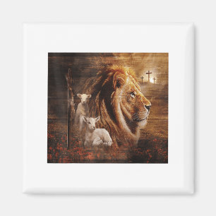 Lion Of Judah Lamb God Cross Jesus Light God  Magnet