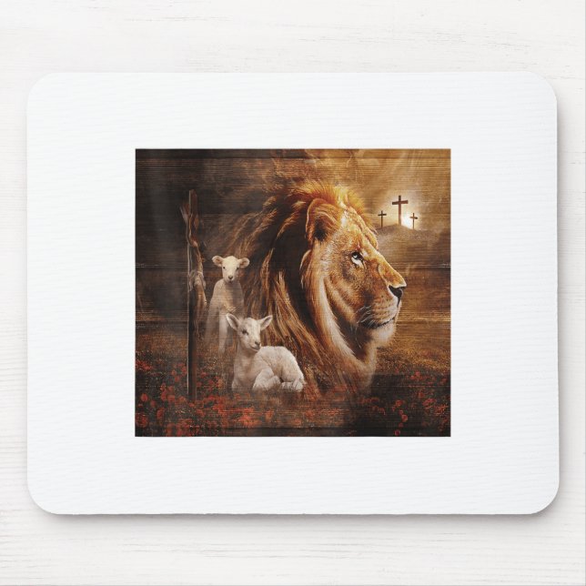 Lion Of Judah Lamb God Cross Jesus Light God  Mouse Mat (Front)