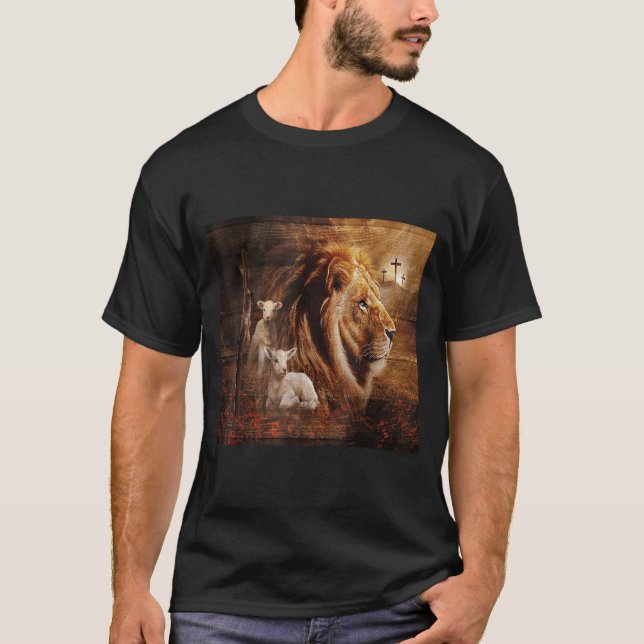 Lion Of Judah Lamb God Cross Jesus Light God  T-Shirt (Front)