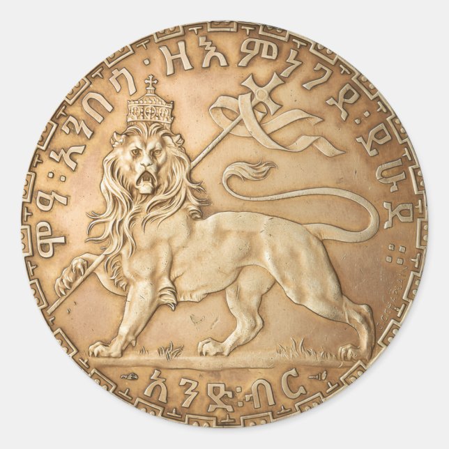 Lion of Judah Rasta Reggae Roots Jah Rastafari  Classic Round Sticker (Front)