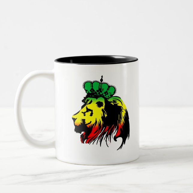 Lion Of Judah Rasta Two-Tone Coffee Mug (Left)