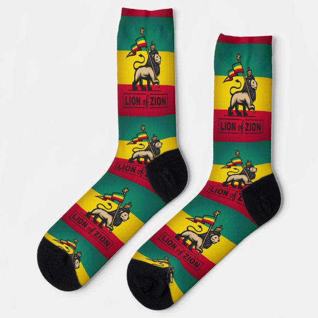 Lion of Judah Rastafari Zion I Roots Socks (Left)