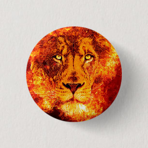 Lion of Judah Red Orange Flames 3 Cm Round Badge