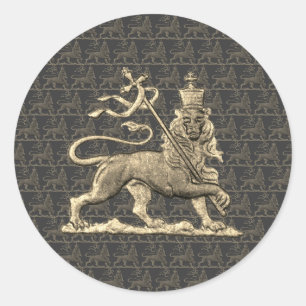 Lion of Judah Shirt Jah Army Rastafarian Tee Classic Round Sticker