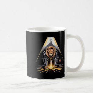 Lion Of Judah Sword And Cross Christian Warrior  Coffee Mug