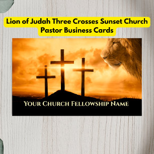 Lion of Judah Three Crosses Sunset Church Pastor Business Card