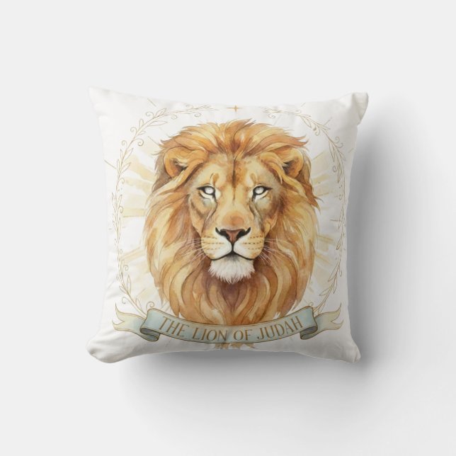 Lion of Judah Throw Pillow - Bold Christian Decor  (Front)