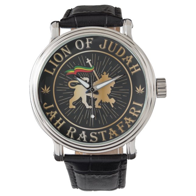 Lion of Judah Tripe of Judah Selassie I Jah Rasta Watch (Front)
