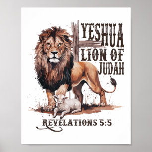 Lion Of Judah Yeshua Jesus Bible Religious Christi Poster