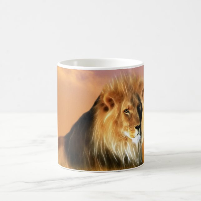 Lion of South Africa fractal art Coffee Mug (Center)