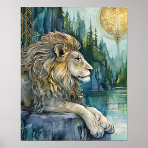 Lion of the Enchanted Realm Fantasy Art  Poster