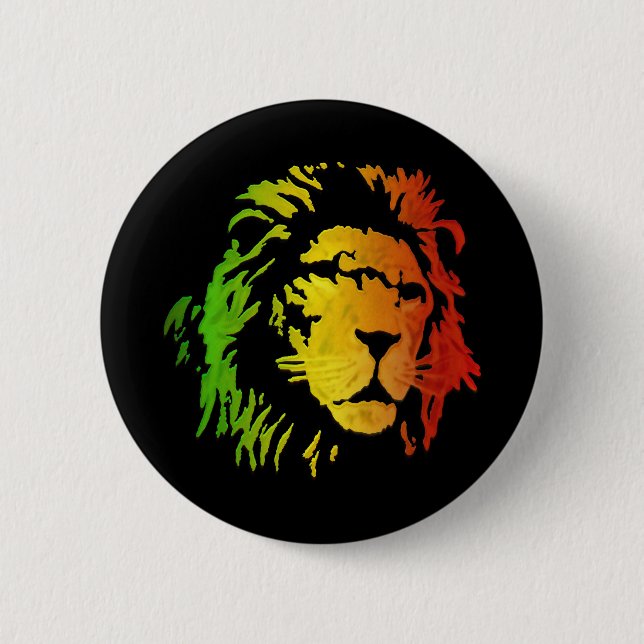 Lion of Zion Judah Reggae Lion 6 Cm Round Badge (Front)