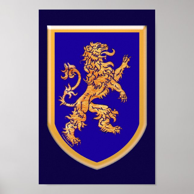 Lion on Blue Shield Poster (Front)