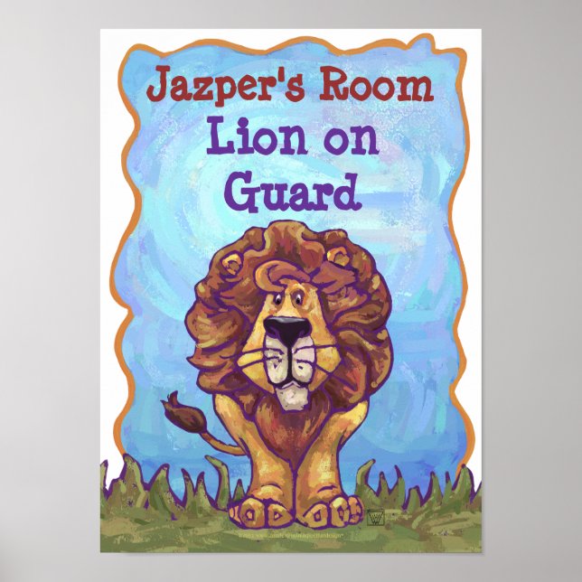 Lion on Guard Personalised Room Poster (Front)
