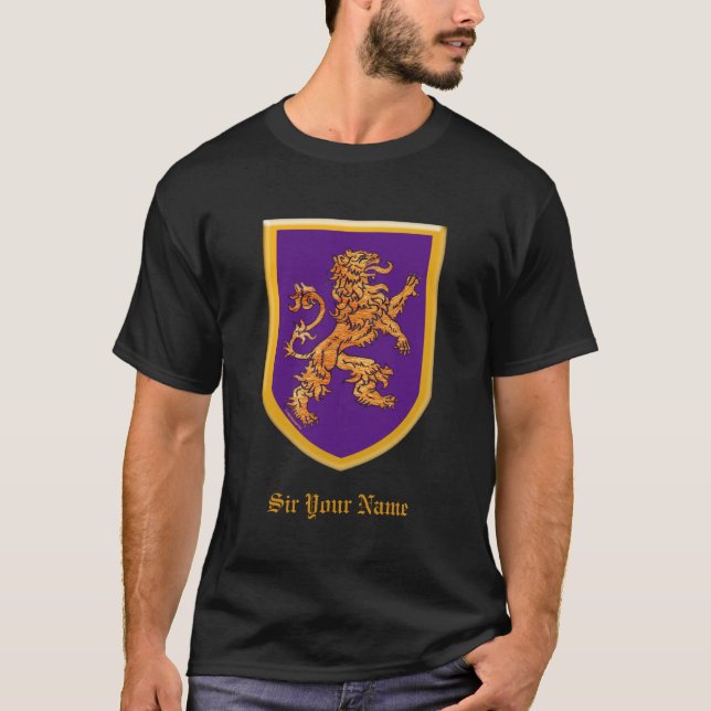 Lion on Purple Shield T-Shirt (Front)