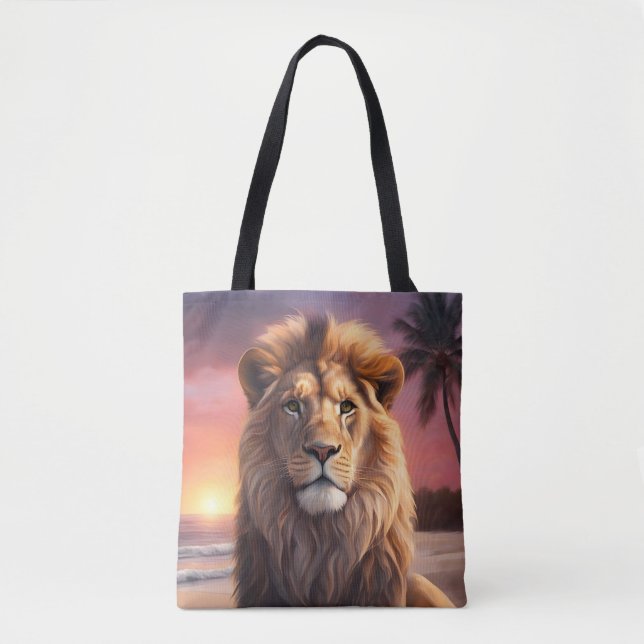 Lion on the beach tote bag (Front)