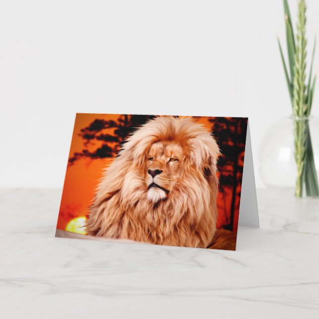 Lion Orange African Sky Photo Paint Card (Front)