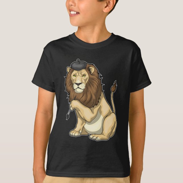 Lion Painter Paint brush Painting T-Shirt (Front)