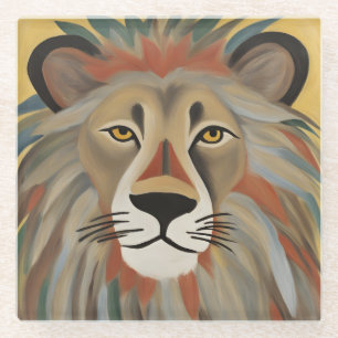 Lion Painting Glass Coaster