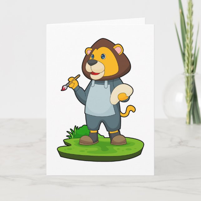 Lion Painting Paint brush Card (Front)