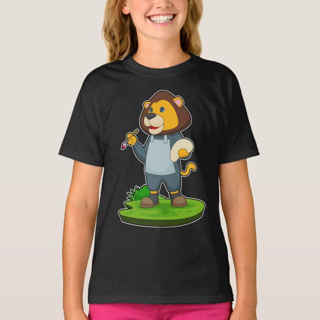 Lion Painting Paint brush T-Shirt (Front)