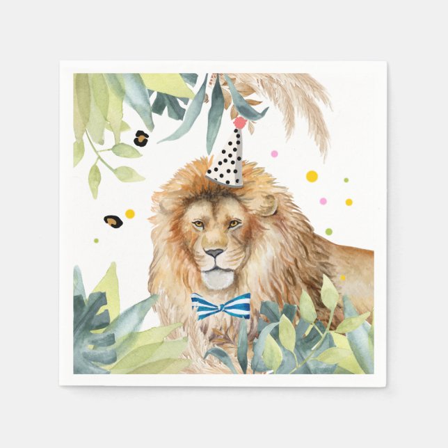 Lion Party Animals Jungle Birthday Safari Napkin (Front)