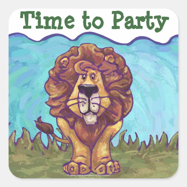 Lion Party Centre Square Sticker (Front)