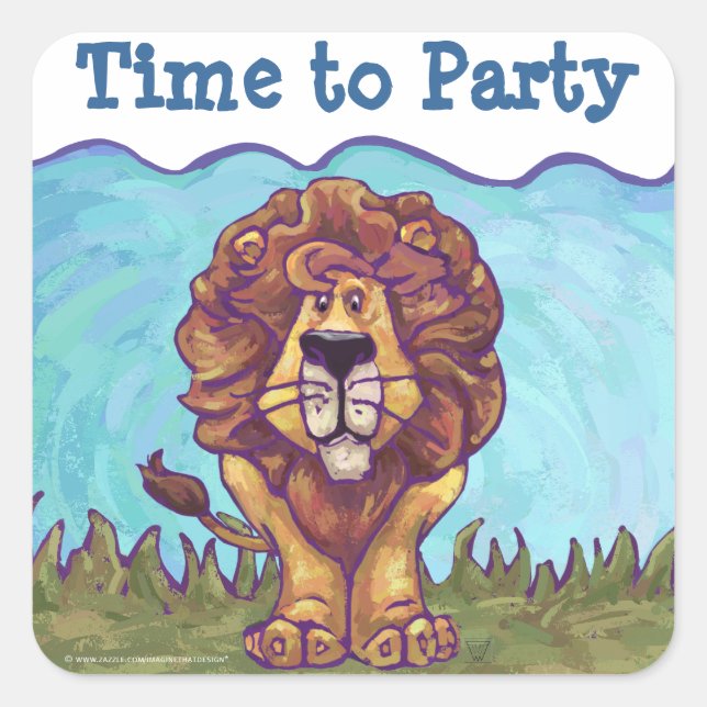 Lion Party Centre Square Sticker (Front)